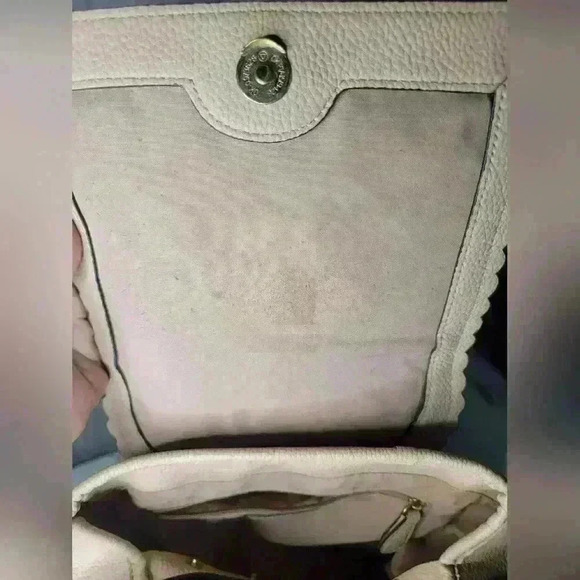 Nanette Lepore mauve colored backpack purse with gold chain. - Picture 6 of 12